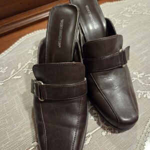 Worthington Brown Leather Mules